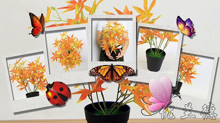 仿真小盆栽紅楓葉